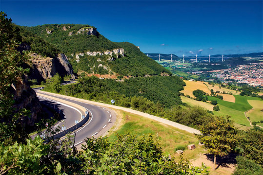 Highway in France close to the city of Millau