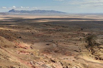 Fototapeta premium Dasht-e Kavir deserts, view from the mountains in the Garmeh oasis, near the Khur city, Iran