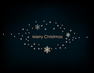 Christmas background with Shining gold Snowflakes