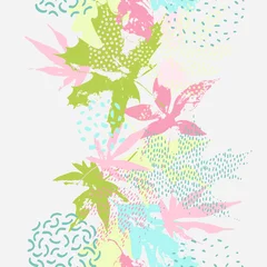 Schilderijen op glas Abstract falling leaves seamless pattern in fresh bright summer colors. © Tanya Syrytsyna
