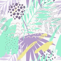 Foto op Plexiglas Abstracte tropische tekening in pastelkleurenpalet. © Tanya Syrytsyna