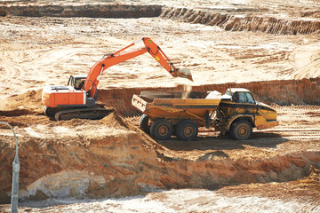 Excavator Loader at earth moving works