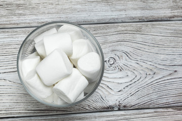 Hot chocolate with marshmallows on the table