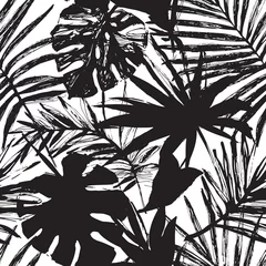 Fotobehang Vector tropische illustratie in zwart-witte kleuren © Tanya Syrytsyna