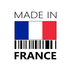 VECTOR ICON OF MADE IN FRANCE WITH BAR CODE 