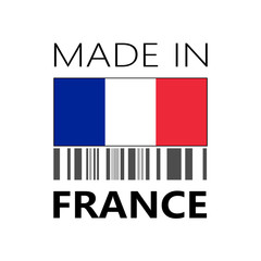 VECTOR ICON OF MADE IN FRANCE WITH BAR CODE 