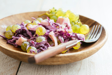 Red Cabbage Slaw with Grapes and Apples