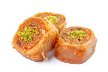 Turkish Ramadan Dessert Baklava isolated on white