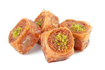 Turkish Ramadan Dessert Baklava isolated on white