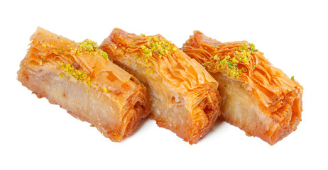 Turkish Ramadan Dessert Baklava isolated on white