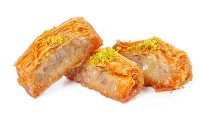 Turkish Ramadan Dessert Baklava isolated on white