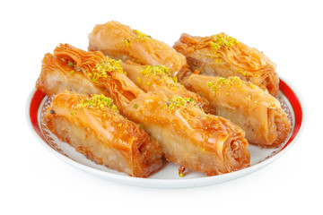 Turkish Ramadan Dessert Baklava isolated on white