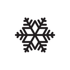Simple black snowflake icon graphic. Isolated element on white background.