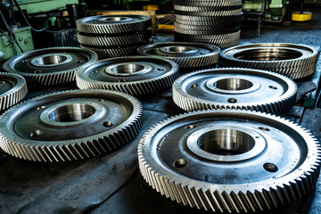 closeup of gears on white background