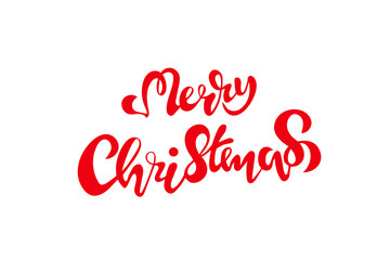 Fototapeta na wymiar merry christmas hand lettering inscription to winter holiday design