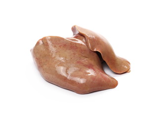 Fresh young raw goose liver isolated on white background