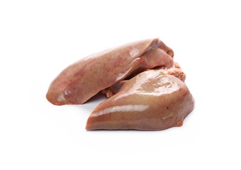 Fresh young raw goose liver isolated on white background