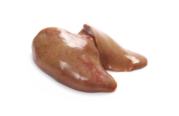 Naklejka premium Fresh young raw goose liver isolated on white background