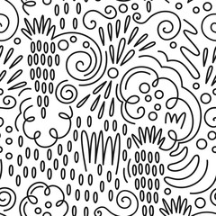 Vector fruit seamless pattern in Doodle style. Grape