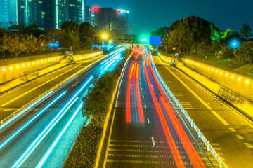 urban traffic with cityscape in city of China.