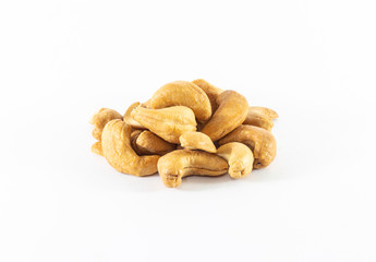 Cashew nuts on white background