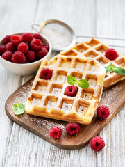 Homemade waffles with berries