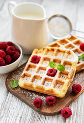 Homemade waffles with berries