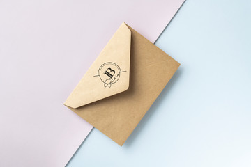 Wedding invitation with envelope mockup