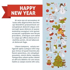2019 New year celebration, bunny with snowman winter character vector.