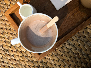 Hot Cocoa on wooden
