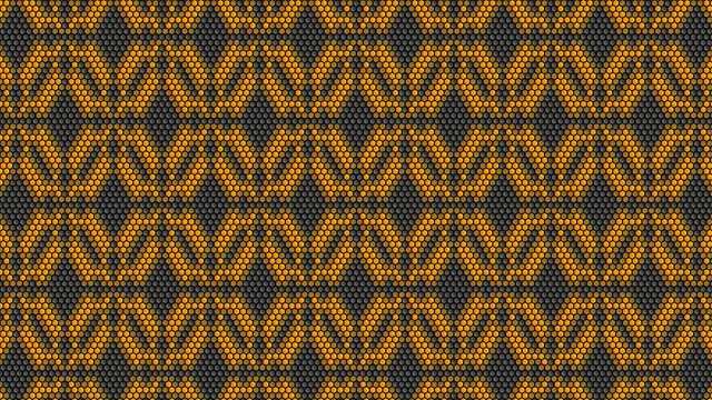 Abstract seamless motion background. Gray shapes like a bee honeycomb and yellow or gold wave moving over the cells. Loop able video.