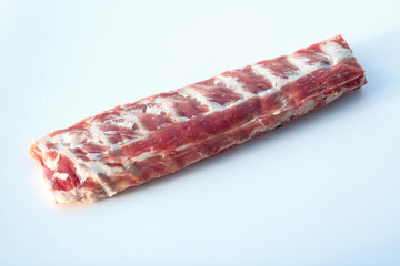 fresh pork ribs on white background