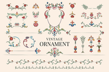 Vintage flourish ornament illustration - obrazy, fototapety, plakaty