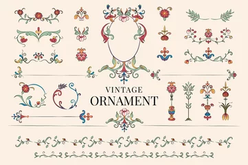 Fotobehang Vintage flourish ornament illustration © Rawpixel.com