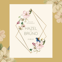 Wedding invitation card mockup vector