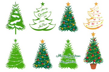Christmas tree isolated on white background. New Year's holiday. Christmas fir-tree. Winter character fir-tree. Christmas tree. Winter celebration. Fir-tree dressed in winter clothes. New Year's tree.