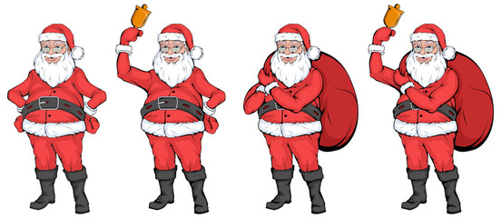 Christmas santa claus isolated on white background. New Year holiday. Christmas Santa Claus head. Winter character head. Funny santa claus. Winter celebration. Man dressed in winter clothes. New Year