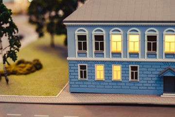 Model of small buildings and streets