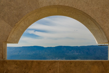 Fototapeta na wymiar Montenegro monastry Ostrog. view of the mountain landscape from above