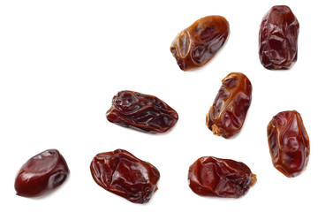 date fruit isolated on white background. top view