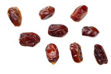 date fruit isolated on white background. top view