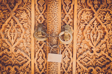 Lock on a wooden door