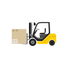Fright forklift vector illustration isolated on white background. Passenger airport ground technics, aviation terminal logistics and infrastructure vector illustration.