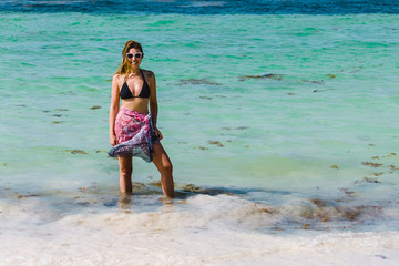 Girl at Bavaro Beaches in Punta Cana, Dominican Republic