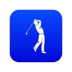 Golf player icon digital blue for any design isolated on white vector illustration