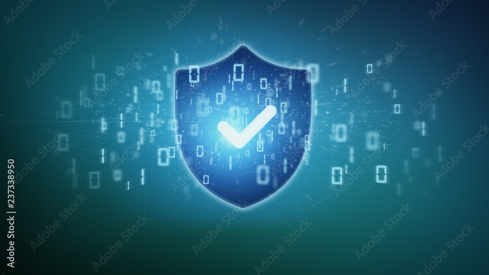 Poster shield web security concept on a background 3d rendering