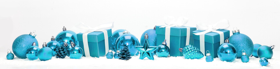 Blue christmas holidays decoration on a white background