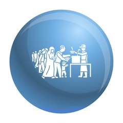 Refugee people take food icon. Simple illustration of refugee people take food vector icon for web design isolated on white background