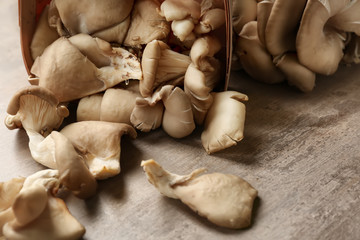 Fototapeta premium Oyster mushrooms on wooden table