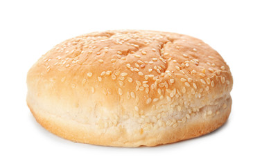 Fresh burger bun on white background